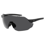 Under Armour Unisex Grey Oleophobic Lens Matte Black Wrap around Sunglasses with 100% UV Protection