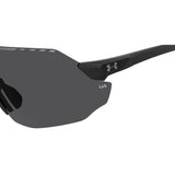 Under Armour Unisex Grey Oleophobic Lens Matte Black Wrap around Sunglasses with 100% UV Protection