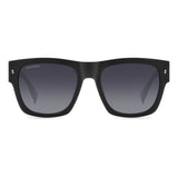 Dsquared2 Mens Dark Grey Shaded Lens Black White Black Rectangular Sunglasses with 100% UV Protection.