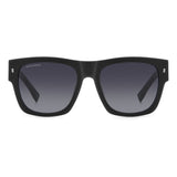 Dsquared2 Mens Dark Grey Shaded Lens Matte Black Palladium Rectangular Sunglasses with 100% UV Protection.