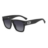 Dsquared2 Mens Dark Grey Shaded Lens Matte Black Palladium Rectangular Sunglasses with 100% UV Protection.