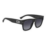 Dsquared2 Mens Dark Grey Shaded Lens Matte Black Palladium Rectangular Sunglasses with 100% UV Protection.