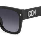 Dsquared2 Mens Dark Grey Shaded Lens Matte Black Palladium Rectangular Sunglasses with 100% UV Protection.