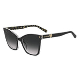 Moschino Love Womens Dark Grey Shaded Lens Pattern Black Rectangular Sunglasses with 100% UV Protection - 2049207RM549O