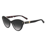 Moschino Love Womens Dark Grey Shaded Lens Pattern Black Cat Eye Sunglasses with 100% UV Protection - 2049217RM529O