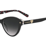 Moschino Love Womens Dark Grey Shaded Lens Pattern Black Cat Eye Sunglasses with 100% UV Protection - 2049217RM529O