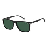 Carrera Mens Green Polarized Lens Matte Black Rectangular Sunglasses with 100% UV Protection
