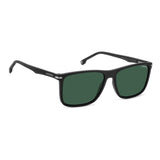 Carrera Mens Green Polarized Lens Matte Black Rectangular Sunglasses with 100% UV Protection