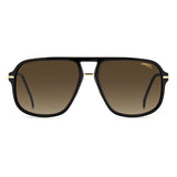 Carrera Mens Brown Shaded Lens Black Gold Rectangular Sunglasses with 100% UV Protection
