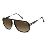 Carrera Mens Brown Shaded Lens Black Gold Rectangular Sunglasses with 100% UV Protection