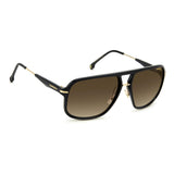 Carrera Mens Brown Shaded Lens Black Gold Rectangular Sunglasses with 100% UV Protection