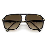 Carrera Mens Brown Shaded Lens Black Gold Rectangular Sunglasses with 100% UV Protection
