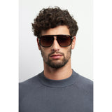 Carrera Mens Brown Shaded Lens Black Gold Rectangular Sunglasses with 100% UV Protection