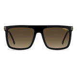 Carrera Unisex Brown Shaded Lens Black Rectangular Sunglasses with 100% UV Protection