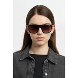 Carrera Unisex Brown Shaded Lens Black Rectangular Sunglasses with 100% UV Protection