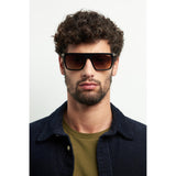 Carrera Unisex Brown Shaded Lens Black Rectangular Sunglasses with 100% UV Protection