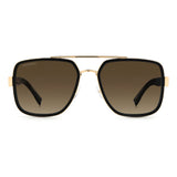 Dsquared2 Mens Brown Shaded Lens Gold Black Square Sunglasses with 100% UV Protection.