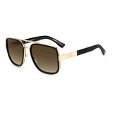 Dsquared2 Mens Brown Shaded Lens Gold Black Square Sunglasses with 100% UV Protection.
