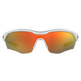 Under Armour Mens Orange Multilayer Oleophobic Lens Matte White Wrap around Sunglasses with 100% UV Protection