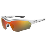 Under Armour Mens Orange Multilayer Oleophobic Lens Matte White Wrap around Sunglasses with 100% UV Protection