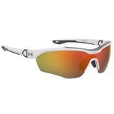 Under Armour Mens Orange Multilayer Oleophobic Lens Matte White Wrap around Sunglasses with 100% UV Protection