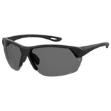 Under Armour Mens Grey Polarized  Oleophobic Lens Black Rectangular Sunglasses with 100% UV Protection
