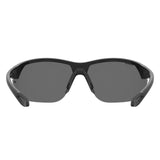 Under Armour Mens Grey Polarized  Oleophobic Lens Black Rectangular Sunglasses with 100% UV Protection