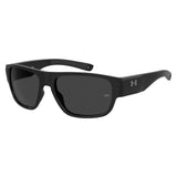 Under Armour Mens Grey Lens Black Rectangular Sunglasses with 100% UV Protection