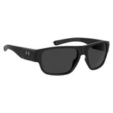 Under Armour Mens Grey Lens Black Rectangular Sunglasses with 100% UV Protection