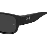 Under Armour Mens Grey Lens Black Rectangular Sunglasses with 100% UV Protection