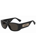 MOSCHINO Womens Grey Lens Black Rectangular Sunglasses with 100% UV Protection-20566080755IR