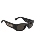 MOSCHINO Womens Grey Lens Black Rectangular Sunglasses with 100% UV Protection-20566080755IR