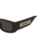 MOSCHINO Womens Grey Lens Black Rectangular Sunglasses with 100% UV Protection-20566080755IR