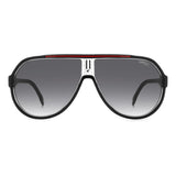 Carrera Mens Dark Grey Shaded Lens Black Red Square Sunglasses with 100% UV Protection