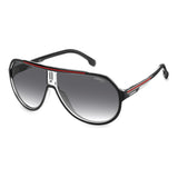 Carrera Mens Dark Grey Shaded Lens Black Red Square Sunglasses with 100% UV Protection