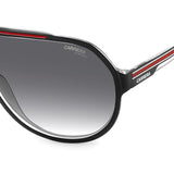 Carrera Mens Dark Grey Shaded Lens Black Red Square Sunglasses with 100% UV Protection