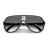 Carrera Mens Dark Grey Shaded Lens Black Red Square Sunglasses with 100% UV Protection