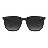 Carrera Unisex Dark Grey Shaded Lens Striped Black Rectangular Sunglasses with 100% UV Protection