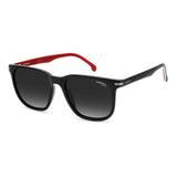 Carrera Unisex Dark Grey Shaded Lens Striped Black Rectangular Sunglasses with 100% UV Protection