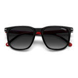 Carrera Unisex Dark Grey Shaded Lens Striped Black Rectangular Sunglasses with 100% UV Protection