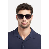 Carrera Unisex Dark Grey Shaded Lens Striped Black Rectangular Sunglasses with 100% UV Protection