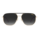 Carrera Mens Dark Grey Shaded Lens Gold Striped Black Square Sunglasses with 100% UV Protection