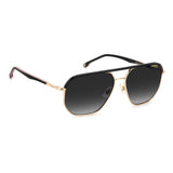 Carrera Mens Dark Grey Shaded Lens Gold Striped Black Square Sunglasses with 100% UV Protection