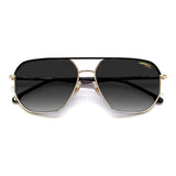 Carrera Mens Dark Grey Shaded Lens Gold Striped Black Square Sunglasses with 100% UV Protection