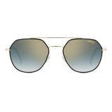 Carrera Unisex Blue Shaded Gold Mirror Lens Black Gold Round Sunglasses with 100% UV Protection