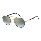 Carrera Unisex Blue Shaded Gold Mirror Lens Black Gold Round Sunglasses with 100% UV Protection