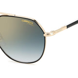 Carrera Unisex Blue Shaded Gold Mirror Lens Black Gold Round Sunglasses with 100% UV Protection