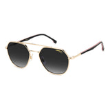 Carrera Unisex Dark Grey Shaded Lens Gold Striped Black Round Sunglasses with 100% UV Protection