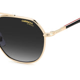 Carrera Unisex Dark Grey Shaded Lens Gold Striped Black Round Sunglasses with 100% UV Protection