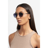 Carrera Unisex Dark Grey Shaded Lens Gold Striped Black Round Sunglasses with 100% UV Protection